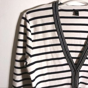 J. Crew Metallic Trim Striped Cardigan F1
